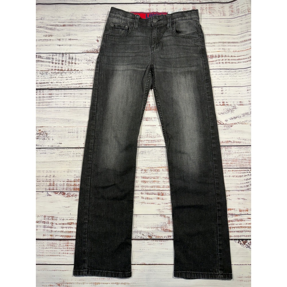 Levis 514 Straight Fit Jeans Boys Size 14 Reg W27 L29 Faded Black Adjustable